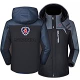 Herren Skijacke Für Scania, Dicker Funktionsjacke Herren Winterjacke Fleece Lined Windjacke Männer Kapuzenjacken Mit Reißverschluss Winddicht Herren Schneejacke Wanderjacke Outdoorjacke,Black-3XL