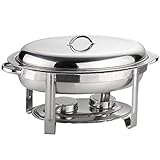 Chafing Dish Buffet-Set, ovaler Chafing Dish, 6 Quart Chafing Dish Buffet-Wärmer-Set mit Deckel, Wasserpfanne, Ständer, Brennstoffhalter for Catering, Party, Hochzeit, Abendessen, Servieren, Gold(Silv