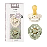 BIBS Boheme Schnuller 2er-Pack. BPA-frei, Kirschform Nippel. Naturkautschuk/Latex, Hergestellt in Dänemark. 0-6 Monate (2er Pack), Ivory/Sage