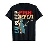 Eat Sleep Fish Repeat Fishing Lovers für Jungen, Kinder, Herren, Fischer T-Shirt