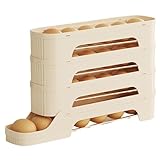 Eierspender mit Rollen – Eierhalter für Kühlschrank | Schiebe-Typ-Kühlschrank-Eierspender | platzsparender automatischer Rollkühlschrank-Eier-Organizer, mehrere Ebenen, Kühlschrank-Eierregal für