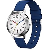 SOCICO Kinderuhr für Jungen Mädchen, Lernuhr Kinder Armbanduhr 3ATM/30M wasserdichte, Zeit Lernen Geschenk Analog Kinder Uhr(Blau)