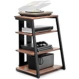 FITUEYES Design HiFi Rack aus Holz & Stahl, Plattenspieler Tisch mit verstellbaren Ablage, HiFi Regal für Plattenspieler & Stereoanlagen & Kompaktanlage, 61 x 52 x 78 cm