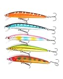 KGDUYC 5PCS angel köder,Große Angelköder Set forellenköder Angelköder zum Raubfisch Angeln auf Hecht Barsch Zander, Wobbler Kunstköder Set,barsch köder,zander wobbler,kunstköder wobble