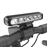 UPPEL Fahrradlicht Vorne 2600 Lumens USB C Ladeanschluss 5 LEDs 4-Lichtmodi Fahrradlampe Vorne Wasserdicht Einfache Installation Beste Aluminium Fahrradbeleuchtung für Nacht Reiten-Schwarz