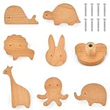 SLTAXAR 8Pcs Holz Tür Schubladengriffe Kinder Schrankknöpfe Holz Kinderzimmer Holzknöpfe Tierform Schrank Möbelknöpfe Kinder Mit Schrauben Möbelknopf möbelgriff aus Holz Knauf für Schrank Türknöpfe