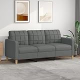 Willood 3-Sitzer-Sofa Dunkelgrau 180 cm Stoff Sofa mit Armlehnen und weichen Kissen, geeignet für Wohnzimmer, Holzbeinen