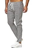 Redbridge Chino-Hose für Herren Freizeithose kariert mit Gummibund Jogg-Pants Casual Grau L