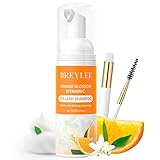 Wimpern shampoo Breylee Bitterorangenblüte Wimpernverlängerung Shampoo 60 ml, Lash Shampoo Für Wimpernverlängerung und Natürliche Wimpern/Paraben- und Sulfatfrei/Professionelle und Selbstanwendung