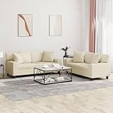 Homgoday 2-TLG. Sofagarnitur mit Kissen Wohnzimmersofa Sofa Couch Loungesofa Gästesofa, Designsofa Couchgarnitur Modern Sitzmöbel für Wohnzimmer, Schlafzimmer, Büro Creme Kunstleder