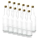 BAUER 24 Kleine Glasflaschen 500ml (0,5l) mit PP28 Schraubverschluss Gold – Leere, kleine Flaschen zum Befüllen, z.B. Leere Weinflaschen, kleine Schnapsflaschen, Likörflaschen 500 ml