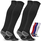 Fussballsocken Herren Stutzen Fussballstutzen - Fussballstrümpfe Stutzenstrumpf 2 Paar EU 43-46 – Sportsocken Trainingssocke Sockenstutzen - für Fussball, Laufen, Training (Schwarz 4)