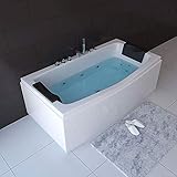 HOME DELUXE - Whirlpool Badewanne - NOOR - weiß mit Handbrause und Massage - ca. 170 x 80 x 44 cm I Indoor Jacuzzi, Spa, 2 Personen