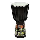 50 cm Djembe Trommel Buschtrommel Afrika-Style handbemalt exotischer Dotprint Schnüre Knoten Ziegenfell schwarz bunt