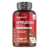 Apfelessig Kapseln - 1860mg Apfelessig Komplex mit Essigmutter & Probiotika mit Lactobacillus Gasseri, Kurkuma, Ingwer & Cayenne Pfeffer - 180 Stück für 2 Monate - Apple Cider Vinegar - WeightWorld