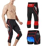 MEETWEE Herren 3/4 Radhose Fahrradhose, Kompression Radlerhose Leggings Radsport Hose für Männer Elastische Atmungsaktive 3D Schwamm Sitzpolster