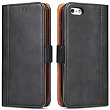 Bozon iPhone 6 Plus Hülle, iPhone 6S Plus Leder Tasche Handyhülle für iPhone 6 Plus/iPhone 6S Plus Schutzhülle Flip Wallet mit Ständer und Kartenfächer/Magnetverschluss (Schwarz)