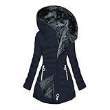 KOG Winterjacke Damen Jacken Mode Daunenjacke Baumwolle Motorrad Jacke Einfarbige Oberteil übergangsmantel Angebote Warm Hemdjacke Winter Teenager Cordjacke Outlet Angebote Marine 3XL