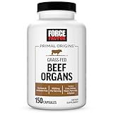 FORCE FACTOR Primal Origins Rinderorgan-Ergänzungsmittel aus Weide-, Grasfutter und 5 Rinderorganen einschließlich Rinderleber, Niere, Herz, Bauchspeicheldrüse & Milz, hormonfrei, gentechnikfrei, 150