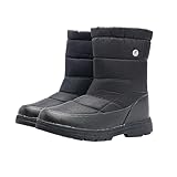 Wasserdichte Winterstiefel für Herren, Outdoor, Wandern, Winter, warm, Baumwolle, verdickte Baumwolle, rutschfeste Seiten-Reißverschluss, Schneestiefel, niedrig, warme Stiefel, Schneestiefel, Schwarz