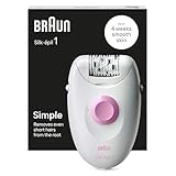 Braun Silk•épil 1 1-010 Epilierer mit Kabel zur Haarentfernung, für Wochen, weiche Haut, weiß/rosa