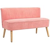 HOMCOM 2 Sitzer Sofa, Couch mit Kordoptik, Holzbeine, Gepolsterter Polstersofa, Doppelsofa für Wohnzimmer, Schlafzimmer, 117 x 56,5 x 77 cm, Rosa