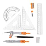 NUOBESTY 1 Satz Briefpapier-kompass-Set Schulmaterial-kit Zeichenkompass Für Kinder Kompass Geometrie Lineal Klein Studentenherrscher Süße Schulsachen Mathe-Tools Lineale Legierung Orange