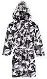 CityComfort Morgenmantel Kinder, Frottee Camouflage Kinderbademantel Junge, Fleece Morgenmantel Mädchen mit Kapuze, Weich Plüsch Army Robe Teenager, Geschenk Junge (Grau Arctic, 13-14 Jahre)