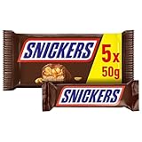 Snickers Schokoriegel, Erdnüsse, Karamell, Eine Packung á 5 Riegel | Fußball Snack | (1 x 5 x 50 g)