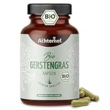 Gerstengras Kapseln Bio 180 Stück | fein gemahlenes Gerstengras im Kapsel-Format | aus kontrolliert biologischem Anbau | ohne Zusätze | vegane Kapselhülle | vom Achterhof