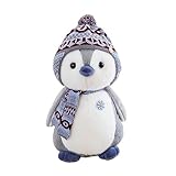 Herfair Pinguin Kuscheltier, Pinguin Plüschpuppe mit Kapuze, Pinguin Stofftier Schmusetier Geschenk (20cm,Grau)