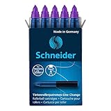 Schneider 185408 Rollerpatrone One Change (für Tintenroller One Change, 1x 5 Stück, dokumentenecht, nicht löschbar) violett