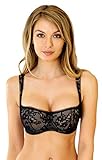 Rosme Lingerie Balconette-BH mit gepolsterten Trägern für Damen, Kollektion Eliza, Schwarz, Größe 85C