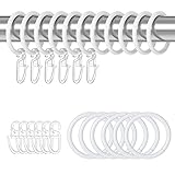 Dacitiery 30 Stück Gardinen Ringe, Metall Vorhangringe mit 30 Stück Kunststoff Gardinenhaken für Fenster Tür Duschvorhang, Gardinenhaken für Schienen, 30 mm Innendurchmesser