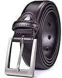 Beltox Herren Ledergürtel Kleid Casual Strap mit schwarzer Schnalle - Schwarz - 36-38