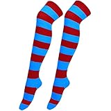 1 Paar weihnachtliche lange Strümpfe für Damen über Kniestrümpfe Weihnachten Cosplay Party Kostüme Socken kniehohe lange gestreifte Strumpfsocken Strümpfe Mit Halterlose Strümpfe Mit Stützfunktion