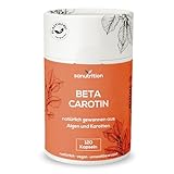 Beta Carotin aus Alge 50.000 IE Vitamin A pro Kapsel | 120 Kapseln | Hochdosiert | aus Dunaliella-salina-Alge und Karotten-Extrakt | gute Bioverfügbarkeit und Verträglichkeit | Vegan