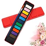 AIOELUV 1 Stück Wasserfarben Aquarellkasten Collection Aquarellfarben-Set 12 Näpfchen 1 Pinsel Leichtes Tragbares Metalletui Für Kinder Erwachsene Anfänger Und Professionelle Künstler Mehrfarbig