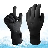 Catime Neoprenhandschuhe Anti-Rutsch, Thermohandschuhe Stoßdämpfend, Neopren Tauchhandschuhe 3mm, Neoprenanzug Handschuhe mit Verstellbarer Handschlaufe zum Schnorcheln Surfen Angeln Wassersport (M)