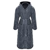 Gräfenstayn® Damen & Herren Kuschelfleece Bademantel mit Kapuze Größe S-XXXL mit Öko-Tex Standard 100 Flanell Fleece (M, Anthrazit)