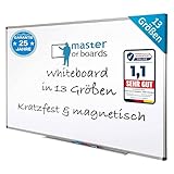 MOB Magnetisches Whiteboard 90x60cm mit Alurahmen und abnehmbare Stiftablage für Büro, Heim und Schule, Magnettafel kratzfest und trocken abwischbar | Magnetboard in Hoch- oder Querformat