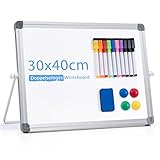 ARCOBIS Magnetic Whiteboard Abwischbar für Schreibtisch,Magnetische Tragbare Doppelseitig Beschreibbar Staffelei White Board mit Ständer(30 x 40cm)