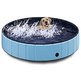 TOSANEO Hundepool Swimmingpool Pool Plantschbecken Badewanne Hundebadewanne Schwimmbecken für Hunde und Katzen platzsparend faltbar Blau Ø 160cm x H 30cm