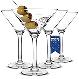 CRYSTALIA Premium Martini Gläser 4er Set 175 ml 100% BLEI FREI Martinigläser, Spülmaschinenfest Klassisches Martini Glasses Set, Cosmopolitan Gläser, Perfekte Cocktailgläser 4er Set Party Trinkgläser