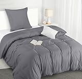 Utopia Bedding Bettwäsche 135x200 Set - Mikrofaser Bettbezug 135x200 cm + 1 Kissenbezug 80x80 cm - Grau