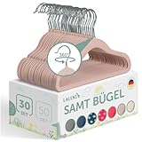 Laleni Kinderkleiderbügel 30 Stück mit Samtbezug - platzsparende Kleiderbügel Kinder - 360° drehbare Kinder Kleiderbügel - rutschfeste Kleiderbügel Kinder samt - Kleiderbügel Baby - Kleiderbügel Rosa