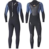 NATYFLY Herren Neoprenanzug 3 mm Neopren Tauchanzug Lange Ärmel Thermal Nassanzüge Zurück Reißverschluss Schnorchelanzug für Tauchen, Surfen, Schnorcheln, Kanufahren (Schwarz/Grau, M)