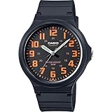 Casio Unisex Quartz Armbanduhr, 42.00mm GehäusegröÃŸe mit schwarz analog Zifferblatt und schwarz Rubber Strap Armband MW-240-4BVEF