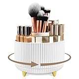 HOOMOOZ Make Up Organizer, 360° Drehbar Kosmetik Organizer Schmink Aufbewahrung, Kosmetikregal Kosmetikbox Pinsel Lippenstift Etui Organizer für Decor Frisiertisch Schlafzimmer Badezimmer, Weiß