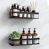 UUlioyer Duschablage ohne Bohren, Wasserdichter und Rostfreier Duschregal, 2 Stück Badezimmer Regal Organizer, Shampoo Duschgel Halterung für Dusche, Schwarz (Grundversion)